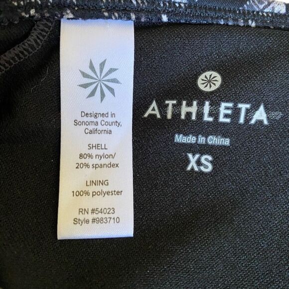 Athleta Martina Geometric Print String Triangle Bikini Top XS Black White Tan - Picture 11 of 11